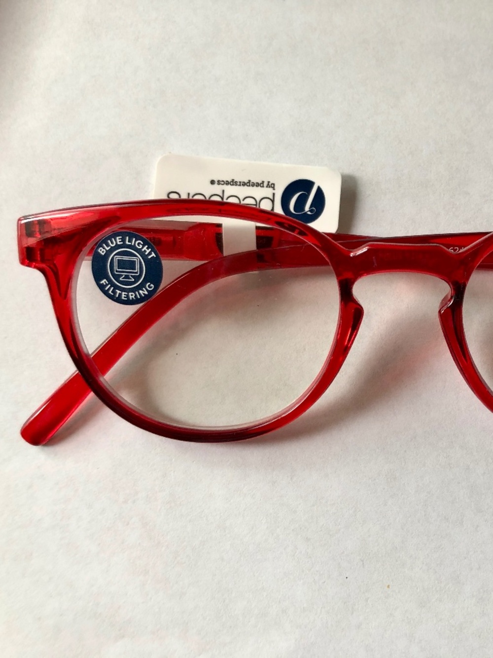 New Red Round Peepers Blue Light Filtering +1.00 Readers